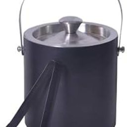 Dynore Stainless Steel 2 pc Black Color bar Set - Double Wall Ice Bucket 1000 ml and Ice Tong-image-53