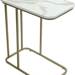 DECOWORLD|| Metal Side Table with Marble Finish Wooden Top for Living Room, Sofa or Bed Side Stand-image-22
