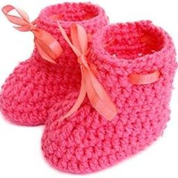Smart Crochet Baby Booties for 0-6 Months Baby Pink-image-61