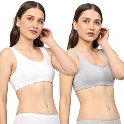 Cotton Sports Bra Combo Sets for Women Trendy Designs Comfortable Bra for Girl Stylish and Lightweight Bra for Women (White-Black-Gray)-picture-43