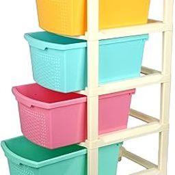 Kuber Industries Storage Drawer Rack | Plastic Modular Drawer Rack for office | Storage Rack for Toys | Drawers Boxes Storage Rack | 4-Tier | Multicolor-picture-11