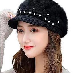 Women Winter Hat,Soft Wool Knit Beanie Hat for Women,Fleece Lined Snow Ski Caps Slouchy Winter Hat with Vsior French Style-image-42