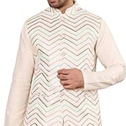 Men's Woven Design Embroidered Nehru Jacket-picture-16