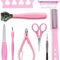 Hair Line Professional Manicure/Pedicure Nail and Foot Care Tool Kit for Men and Women Home, Travel and Saloon Use_9Pcs_Pink-image-77