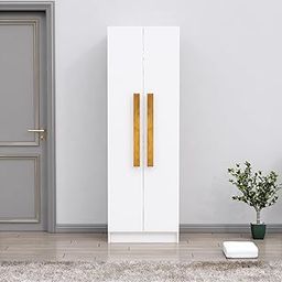 Bniture Wooden Almirah for Clothes, Door for Bedroom, 2 Door Wardrobe with 4 Shelves Huge Storage Space (46D x 60W x 182H CM) | 3 Year Warranty (Frosty White)-image-46