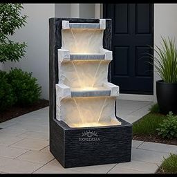 EXPLEASIA Wall Back Fountain, Water Fountain vastu, Fountain for Home décor Waterfall, Water Fountain for Home Big Size, Outdoor, Indoor (White)-image-55
