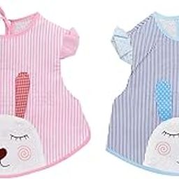 THE LITTLE LOOKERS Attractive T-shirt/Frock Bibs/Apron with tying robe |Soft Cotton Fabric/Quick Absorption & Fast Drying| Cute Prints for Babies/Girls (Bib Wow, Pack Of 2)-picture-21