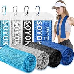 4 Packs Cooling Towels, 40" x 12" Microfiber Cooling Towels for Neck and Face, Soft Breathable Gym Towels for Working Out with Waterproof Bag & Carabiner, Sweat Towels for Travel, Yoga, Climb, Running-image-44