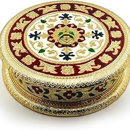 Decorative Dry Fruit Box Wooden Round Meenakari Design/Diwali Dry Fruit Container, Sweet Box, Mukhwas Box, Supari Box, Chocolate Box, Wedding Gift Box-image-11