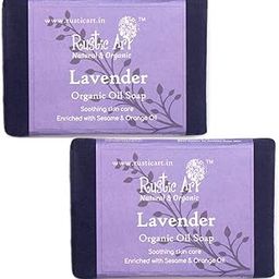 Rustic Art Organic Lavender Soap | Soothing, Relaxing | Lemon & Orange | Coldprocessed | Purifying | For Women & Men | 100g (Pack of 2)-76