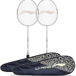 Li-Ning XP-90-IV Aluminum Strung Badminton Racket (2 x Rackets + 2 x Full Covers, White/Silver)-22