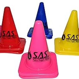 SAS SPORTS 4 Inch Agility Marker Cones | Cones for Football, Cricket Training | Hurdles for Training | Boundary Cones for Cricket | Soccer Football Cones | Space Markers Multicolor (Set of 12)-picture-23