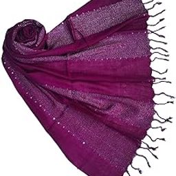 Women And Girls Fancy Viscose Zari Striped Scarf, Stoles-image-79