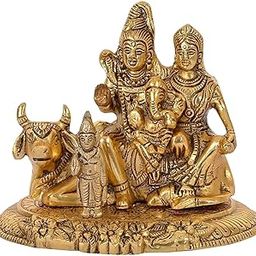 Metal Shiv Parivar Murti Metal Shiva Parvati Ganesh Idol Shiv Parivar Murti Statue Shiva Idols Family Sitting On Nandi Showpiece Figurine shivling for Home puja-image-27