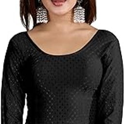Women's Dobby Pure Cotton Elastin Stretchable Readymade Round Neck 3/4 Sleeve Blouse Choli Stylish Saree Blouse Ready to Wear-image-26