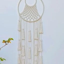 Macrame Wall Hanging Dream Catcher |Boho Wall Decor Woven Wall Art Bohemian Hanging with Tassel Home Decoration for Apartment Bedroom Living Room, 5.9" W x 16.5" L (Style 17)-image-83