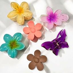 Conjoin Hair Claw Clips, Set of 6 Multicolour Floral and Butterfly Design, Large Hair Clutcher for Women-image-35