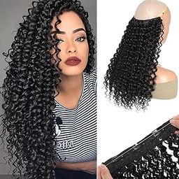 Majik 5 Clip Long Kinky Curly Hair Extension for Women and Girls| Natural Soft Clip on Extensions for Any Event for Girls (Brown M1)-61