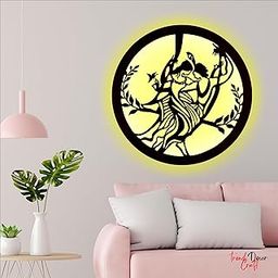 Radha Krishna Frame Wall Sculpture Wall Art Wall Decor for Living Room | Led Light Wall Decor & Wall Hanging (16 X 16 Inch)-image-44