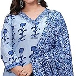 Women's Cotton Straight Kurta Set with Palazzo Pants & Dupatta-image-63