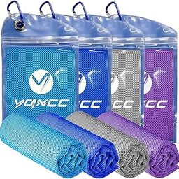 YQXCC Cooling Towel 4 Packs (47"x12") Microfiber Towel Yoga Towel for Men or Women Ice Cold Towels for Yoga Gym Travel Camping Golf Football & Outdoor Sports (Light Blue/Purple/Dark Blue/Light Gray)-image-35