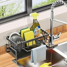 Metal Sink Organizer & Draining Rack – Rust-Resistant Stainless Steel Caddy for Sponges, Brushes & Dish Soap – Space-Saving Kitchen Sink Storage-image-83