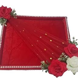 GiftsBouquet Wood Gift Packing Tray for Wedding, Engagement Tray, Size 14 by 16 Inches, Rectangular, Red-image-25