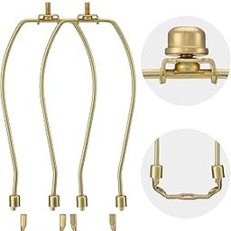 EIFHYT 8-Inch Lamp Harp Set - 2 Sets, Detachable Shade Holder for Table Lamps and Floor Lamps, with 3/8 Standard Saddle and Heavy Duty lampshade Holder Parts. (Polished Brass)-5