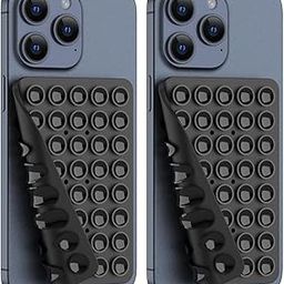 INEFABLE Suction Phone Case, Phone Suction Sticker, Silicone Suction Phone Case for Hands-Free Mobile Accessory Holder Grip, Video Phone Accessory (Black - Pack of 2 (Dual Side Suction))-17