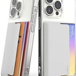 Ringke Polycarbonate Side Slot Card Holder Wallet Compatible for iPhone Galaxy Smartphones, Adhesive Stick On Wallet Slim Hard Premium Card ID Sleeve - (Light Grey)-image-42