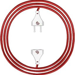 ezoubuy 2 Pin 2 Core Red Nylon Thread Wire Cotton Extension Cord | for T.V, Fridge, Music Player | 2.5 Meter | Multipurpose | Heavy Duty | Copper Wire | Male Female Wire | Pack of 1 | Red-16
