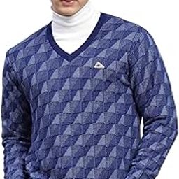Men Wool Self Design V Neck Full Sleeve Pullover (1243341VN)-image-2
