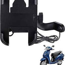 Asryd CNC Bike Mount Holder for Navigation 360 Degree Rotating Handlebar Metal Body Cradle Stand Fits for All Smartphones (CNC Metal Holder with USB Charger) for Honda Activa 6G (Pack of 1Pcs)-image-63