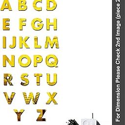 Bikri Kendra Alphabet Golden Decorative Mirror Self-Adhesive Stickers For Wall, Wall Mirror Stickers, 3D Acrylic Stickers Wall Stickers For Hall Room, Bed Room, Kitchen Living Room Kids Room, 45 cms-image-24