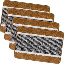 Kuber Industries Pack of 4 Anti-Skid Water-Absorbent Door Mats for Home | 16x24 Inch Durable Main Entrance Footmats for Bathroom, Living Room & Office | Micro Wings Lining - Golden-19