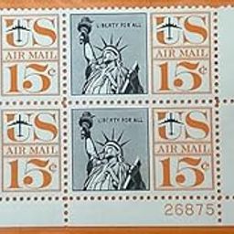 Vintage US Postage Stamps, Statue of Liberty Design, 15c and 3c Air Mail, Blocks of 4-image-24