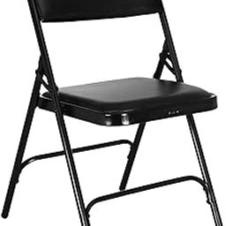 GoKoo Folding Chair, Metal Frame, Black Padded Seat Indoor Use Leather Cushion Seat for Home & Kitchen/Sturdy/Balcony/Restaurant Chair Black-image-93