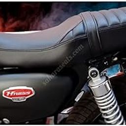 Sahara Seats Compatible with Highness CB 350 Half Stripes Leatherette Seat Cover with Added Cushion (Black)-24