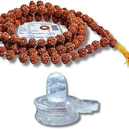 Rudraksha Mala 108Beads with Sphatik Shivling 40 GM (Combo Offer) Original Certificate 7 mm Brown Panchmukhi Rudraksha Japa Mala - Best Pooja Use 5 Mukhi Rudraksha Mala-image-52
