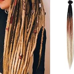 HAIR WALA™ Synthetic Dreadlock Extensions Thick 1 cm Handmade Crochet Dreads Extension Hair 24inch Long, 6 Strands/Pack Single Endend Reggae Hair Hip-Hop Dreadlocks (6 Strands)-image-87