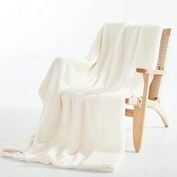 Brownmonkey Plush Sherpa Fleece Throw Blanket for Couch Sofa with Velvet Goli (Cream, 60x80)-image-55