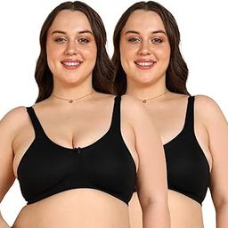 Fifty Non-Padded Everyday Minimiser Bra | Full Coverage | Wire-Free | Seamless Design | Adjustable Straps | Hook & Eye Closure | Plus-Size Comfort & Natural Bust Shaping (Pack of 2)-1