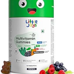 Little Joys Multivitamin Gummies for Kids (2-6 years) | Boosts Immunity, Supports Brain & Bone Health, Helps Fight Infections | Elderberry Flavour | No Added Sugar | 30 Gummies-20