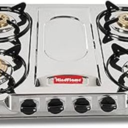 Hindflame 4 Burner Pilot Stainless Steel LPG Gas Stove, (with Extra Big Party Cooking Brass Burner) Manual Ignition Gas Stove with 1 Year Warranty (ISI Approved)-image-90