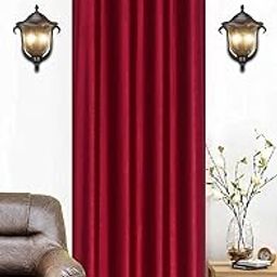 WOAH Modern Solid Long Crush Curtain Door CCurtain Polyester Weaved Parda Latest Modern Parde for Living Room Bedroom Home Office Screens Eyelet Ring Red 7Feet(Pack of 1)-image-33