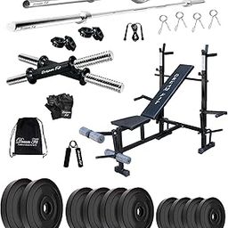DREAM FIT PVC Home Gym Set - 50 Kg with 8in1 Gym Bench, 3 ft Curling Rod, 3 ft Straight Rod, 1 Pair Dumbbell rods and Gym Accessories (50kg)-image-82