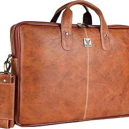 15.6 Inch Vegan Leather Laptop Messenger Bag - Stylish Office Shoulder and Handbag for Men and Women - Padded Compartment | 1-Year Warranty I Fits up to 14/15.6/16 Inch-image-4