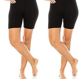 Cycling Running Swimming Gym Shorts for Women Girls 4 Way Stretchable Cotton Lycra Fabric Combo Pack of 2 Pieces Black or Beige-3