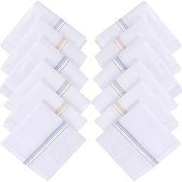 100% Cotton White Handkerchief/Rumal for men and boys Big size XXL Size 48 * 48 Cm Strip design Combo Pack-image-32