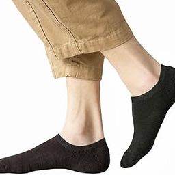 Men's Loafer/Low Cut/No Show Anti Slip Silicone Grip Terry Cotton Socks (Black)-S1880-image-53